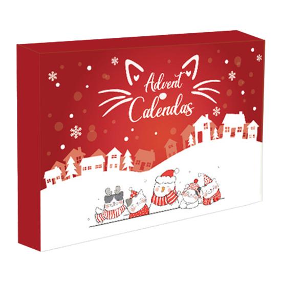 Pet Toy Advent Calendar 24-Day Christmas Countdown Calendar Cat or Dog Toy Set Safe Interactive Chew Toys Balls Collars Plush Toys for Cats