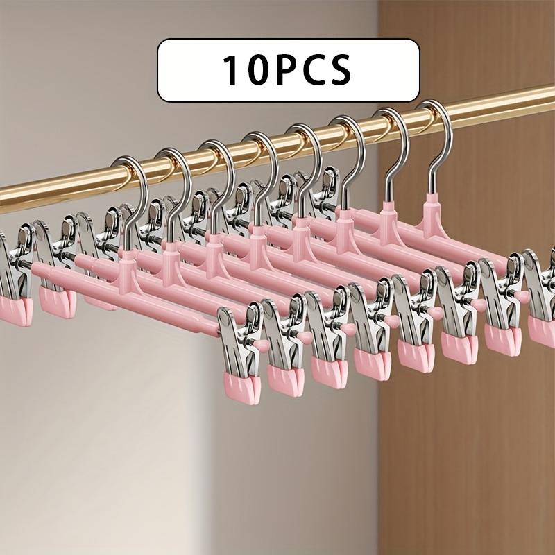 

10pcs/set Household Non-Slip Adjustable Trouser Hanger with Skirt/Underwear Clips Heavy Duty Stainless Steel PVC Dipped 30.5X12.7cm