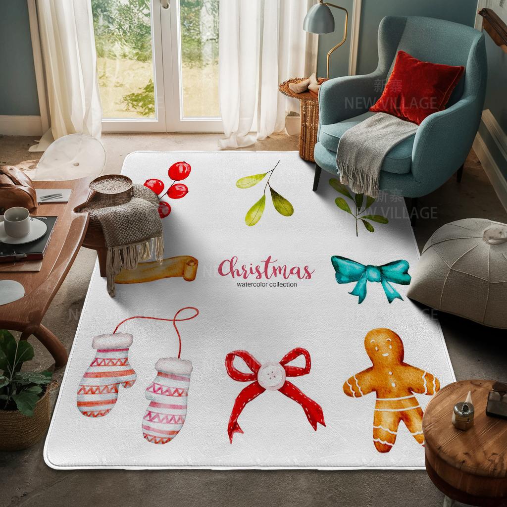 House Entrance Carpet Home Door Mat Living Room Bath Foot Bathroom Non-slip Water Absorption Rugs Bath Merry Christmas Winter