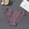 Einfarbige Damenunterwäsche aus Baumwolle mit Spitzenkanten und mittlerer Taille, dreieckige Hose, sexy Slips, Damenhöschen