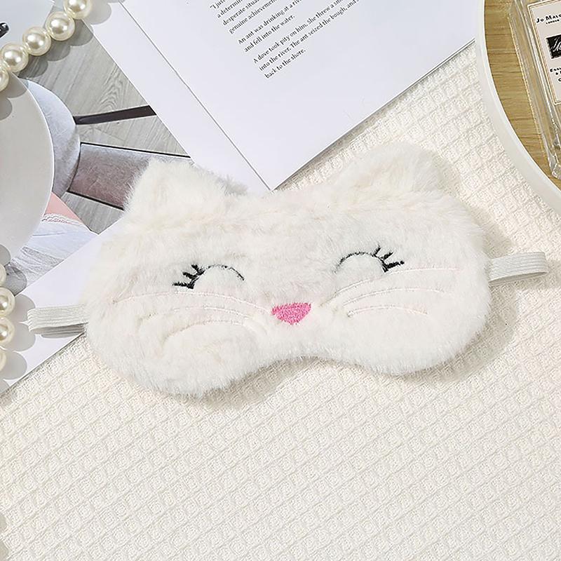 1Pc Cute Cartoon Cat Plush Sleeping Eye Mask Comfortable Sleep Mask Sleep Aid Traveing Home Shading Light Eye Cover Eyeshade