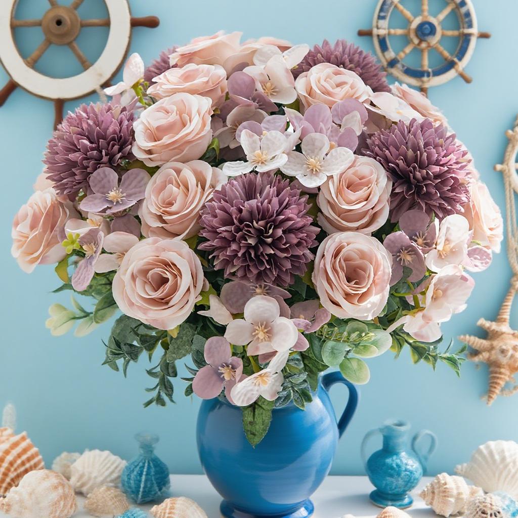 Artificial Flowers Rose Centerpieces Fake Plants Wedding Room Home Outdoor Garden Party Gifts Arrangement Festival Diy Box Table