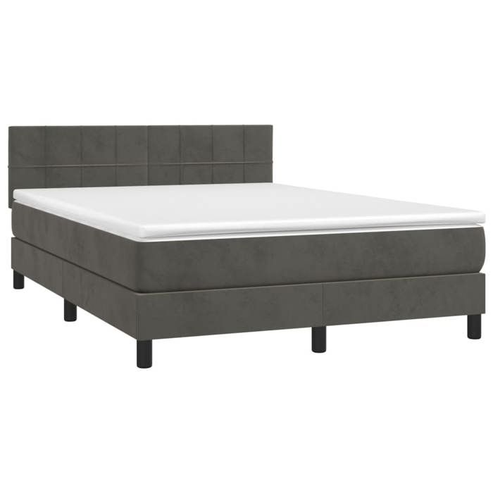 Maison Exclusive - Sommier à lattes de lit et matelas Gris foncé 140x200cm Velours