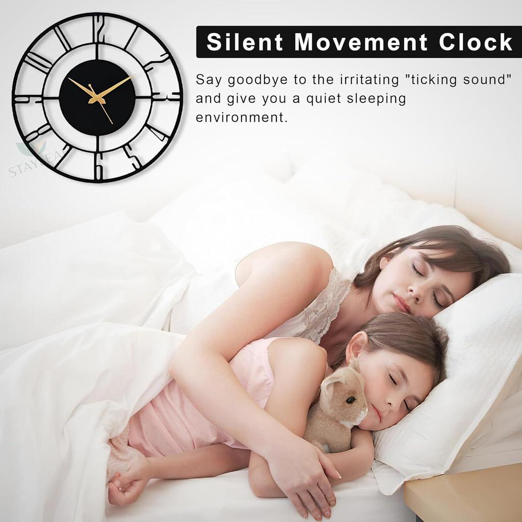 (60 CM) Modern Metal Wall Clock for Living Room | Antique Silent Wall Watch for Bedroom, Drawing Room, Office, Kitchen, House and Hall