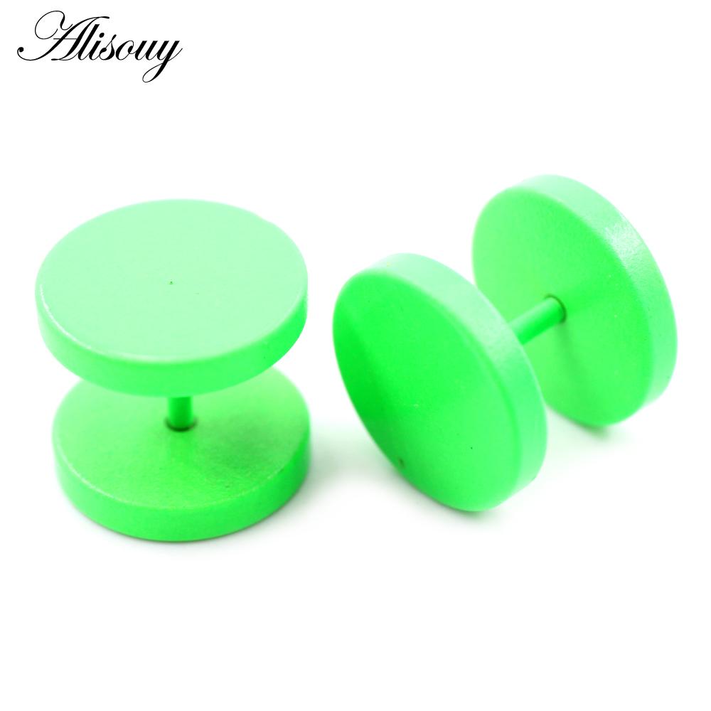 Alisouy 2 Stück 3-14mm Einbrennlack Edelstahl Unisex Herren Damen Hantel Rund Ohrstecker Ohrring Tragus Helix Piercing Schmuck