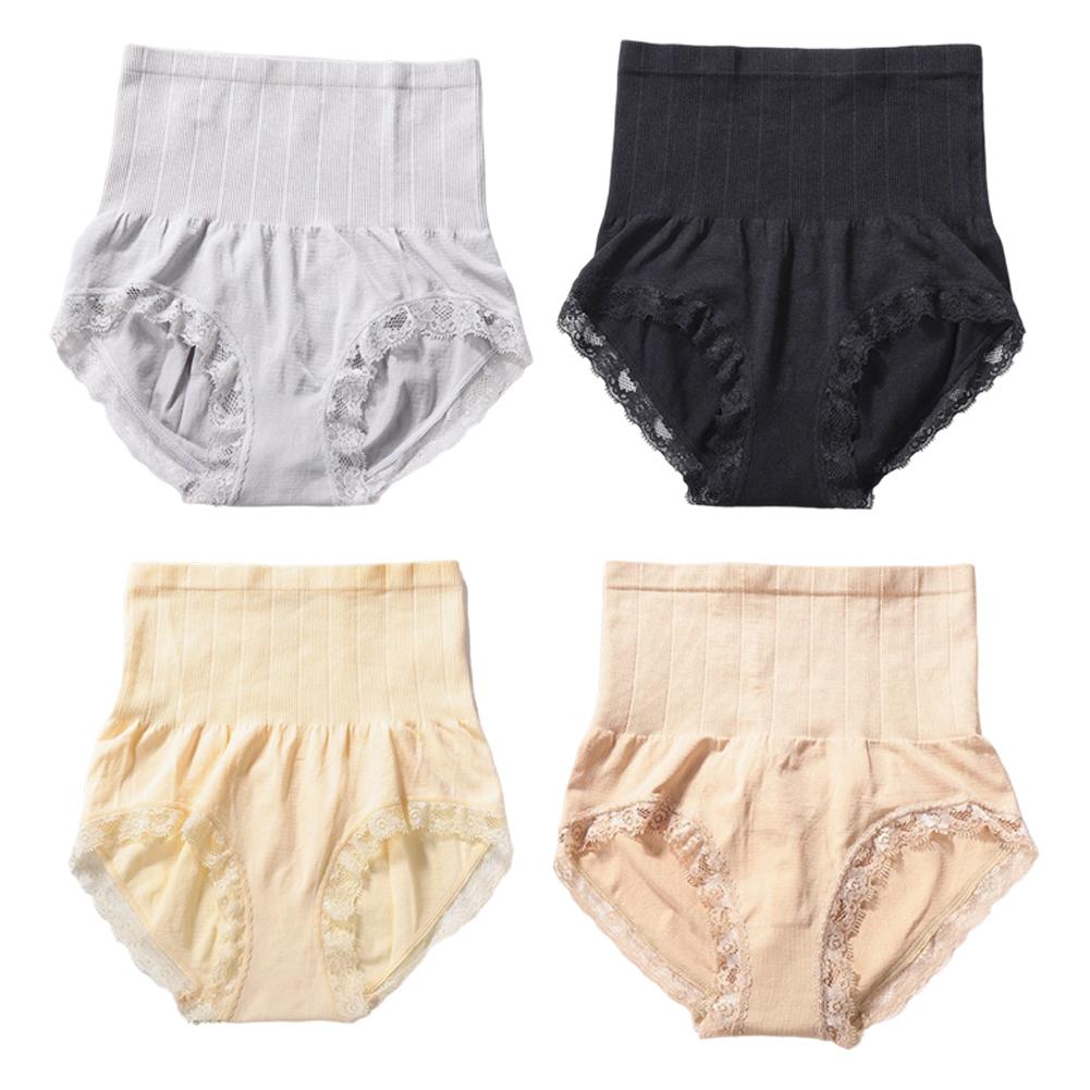 High-waisted Briefs Lace Trim Briefs Tummy Control Underwear