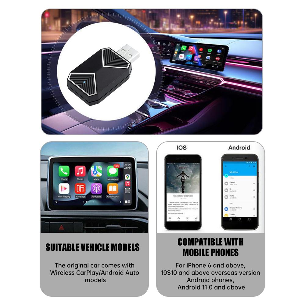 Wireless Carplay Adapter Android Auto 2in 1 Smart Dongle 2024 5G WIFI for OEM Car Stereo, with USB Plug and Play