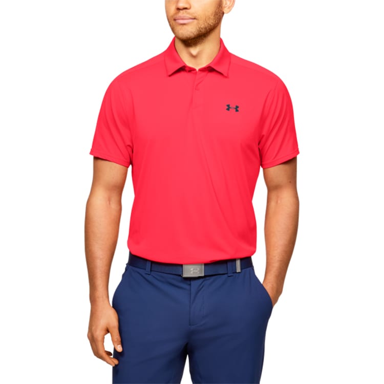 Under Armour Polo Shirts Men's Red Polo Collar Moderate Straight Fit 1350035-628