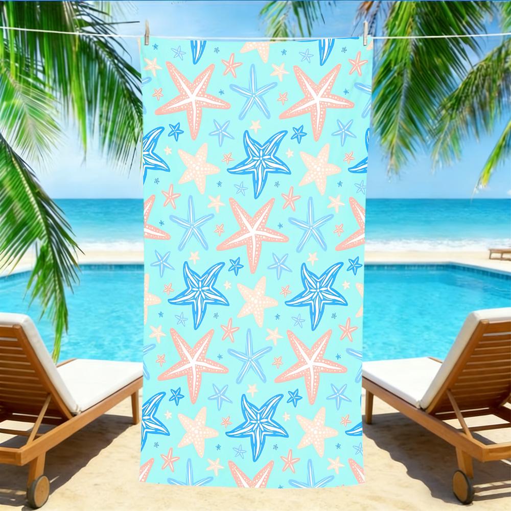 

Mint Green Starfish Beach Towel – Oversized Quick Dry Sand Free with Colorful Sea Star Print W30*H60(CM)