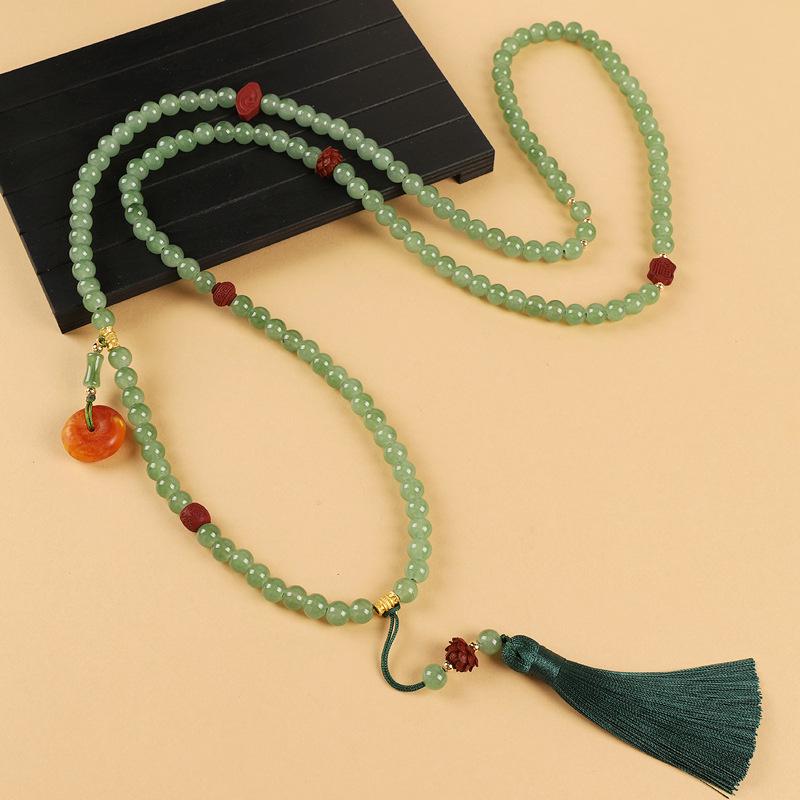 Elegancki naszyjnik z frędzlem ze 108 koralików: Vintage Chiński Łańcuszek Swetrowy Crossbody dla Kobiet