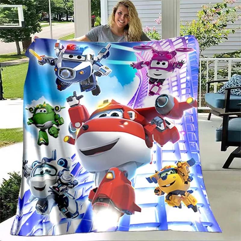 Super Wings Blanket Cartoon Child Flannel Throw Blankets Micro Fleece Cozy Plush Covers for Bed Car and Home Decoration