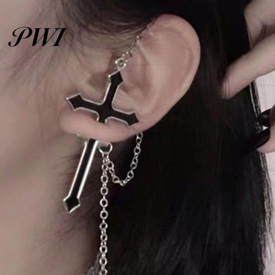 Women Earrings 1Pc Earring Chain Stylish Cross Design Non-allergic Drop Decorative Delicate Dangle for Daily Life Female