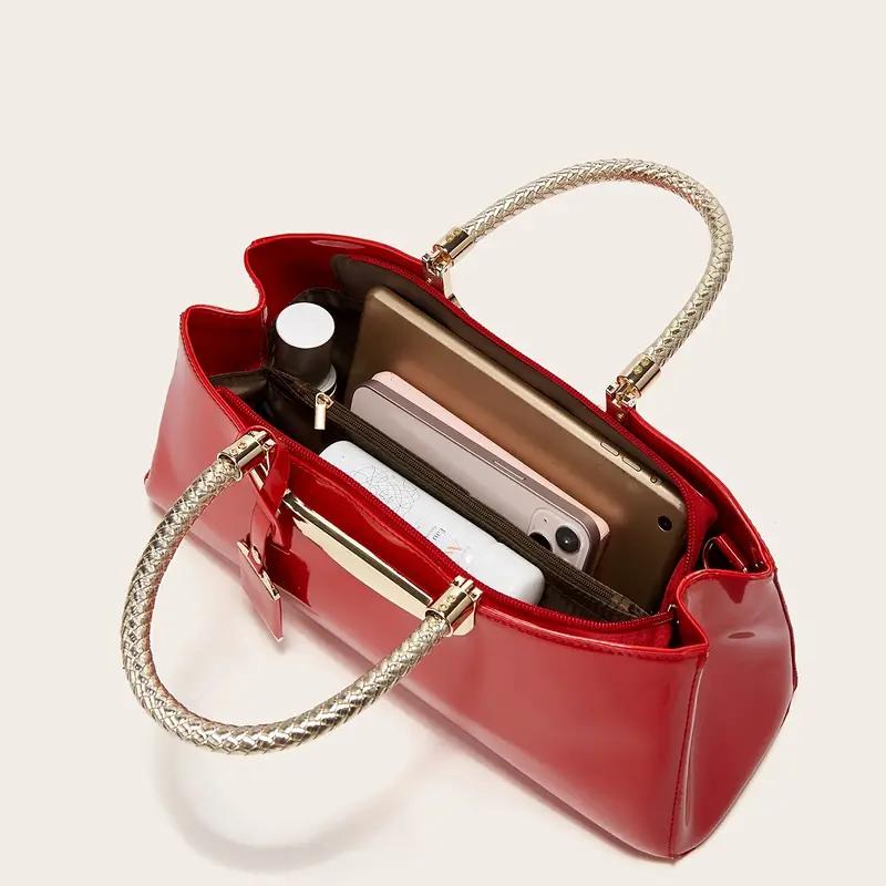 Elegant Large Handbag Women's Trendy Zipper Tote Bag Double Handle Purse