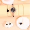 5PCS Fashion Personalized Women's Gold Diamond Band Pointer Quartz Watch Heart Shaped Female Pendant Necklace Bracelet Earnail Jewelry Set