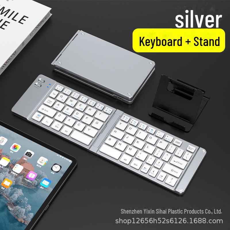 Compact Tri-Mode Bluetooth & 2.4G Foldable Keyboard and Mouse Set with Type-C Charging for Tablets
