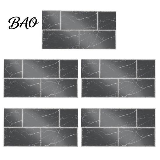Retro Brick Pattern Wall Art 5Pcs Vintage Tile Stickers, Waterproof Oil?Proof Wallpaper, Peel Decorative Tiles for Home & Stick Backsplash