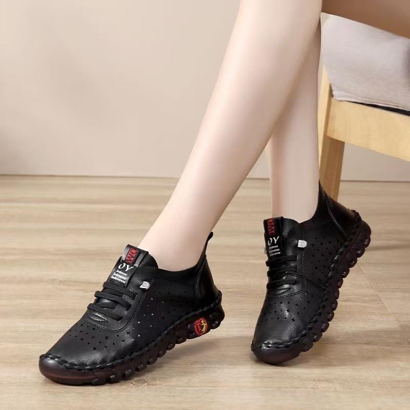 Super soft sole soft leather beef tendon new summer comfortable medium and old leather shoes are not tired women's single shoes