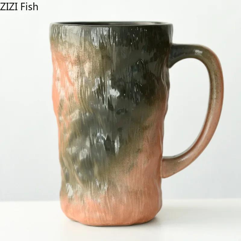 Classical Coloured Mug 620ml Ceramic Cup&saucer Dining Table Coffee Cup Milk Tea Mugs Afternoon Tea Teacup Fruit Juice Container