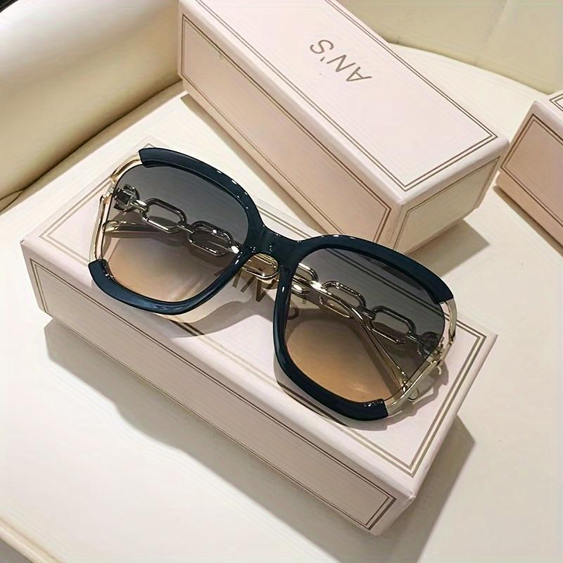 Chic Square Fashion Sunglasses, Gradient Lens, Detachable Faux Pearl Chain - Trendy, Stylish for Streetwear & Party Accessory