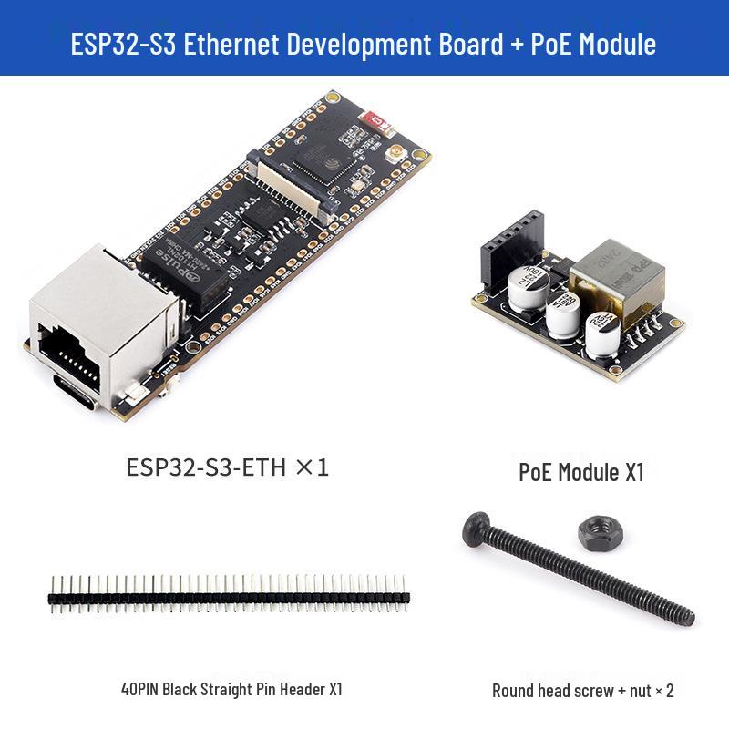 ESP32-S3 Development Board with Ethernet, WiFi/Bluetooth 5, PoE, Camera Support, 32-bit LX7 Dual-core