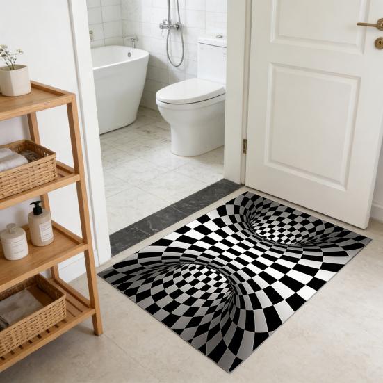 3D Optical Illusion Floor Mat Non-Slip Stable Design Water Absorbent Floor MatStunning Burrow Visual Effect Rug Living Room Bedroom Decor