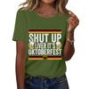 Unisex Casual Short Sleeve Pullover T Shirt with Letter Print Crew Neck Top Suitable for Oktoberfest and Everyday Wear