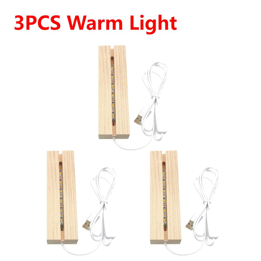 10-1Pcs LED Wood Light Display Crystal Wooden Lighted Base Stand Acrylic Light Plate Base USB Wooden Base for Resin Art Lights