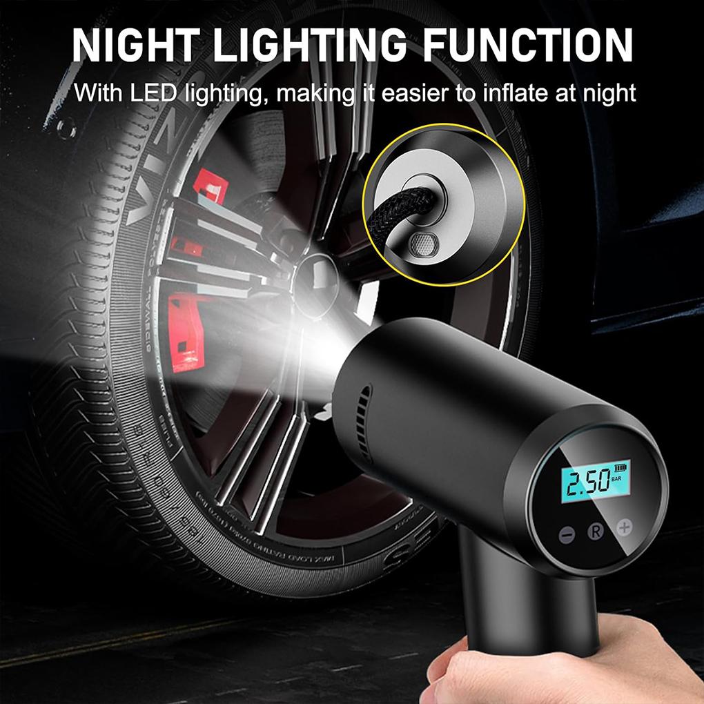 Cordless Tyre Inflator Air Compressor Inflator Inflatable Pump Portable Inflatable Pump LED Light