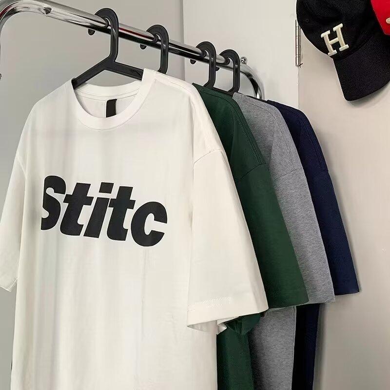 

Новая летняя футболка с короткими рукавами для мужчин, тренд в корейском стиле, простой топ с короткими рукавами, свободная повседневная брендовая футболка в гонконгском стиле 5XL белый