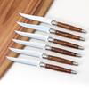 Jaswehome 4/6/24Pcs Wood Grain Dinnerware Serrated Steak Knives Set Full Tang Table Utensil Dinner Spoon Fork