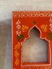 Hand-Carved Wooden Mehrab Wall Frame: Rajasthani Painted Jharokha (Set of 4)