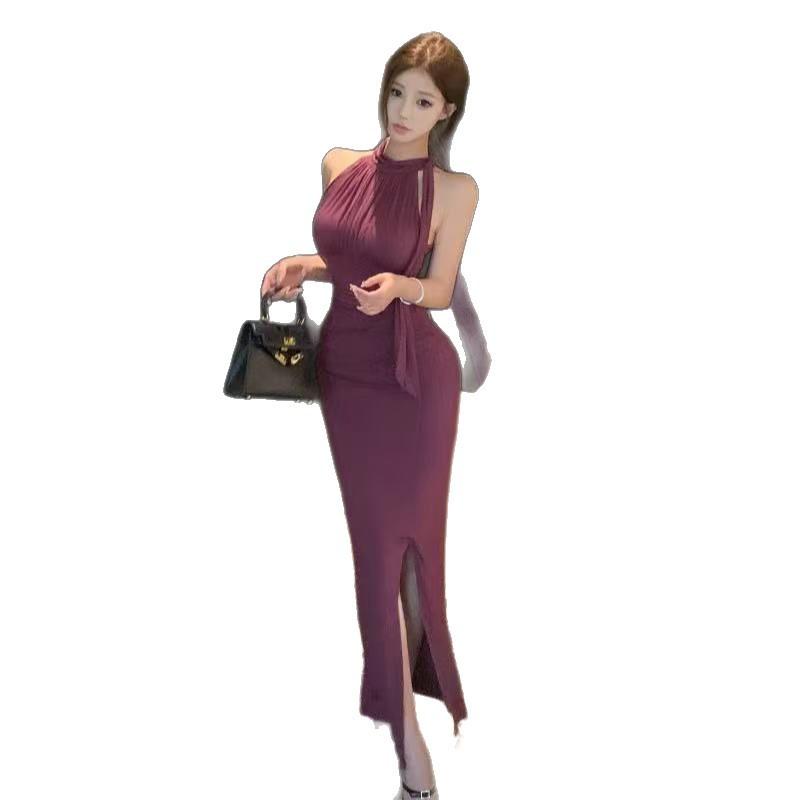 French Neck Pure Desire Dress Female Summer Socialite Temperament Slim and Thin, Beautiful Hip-wrapped Long Skirt