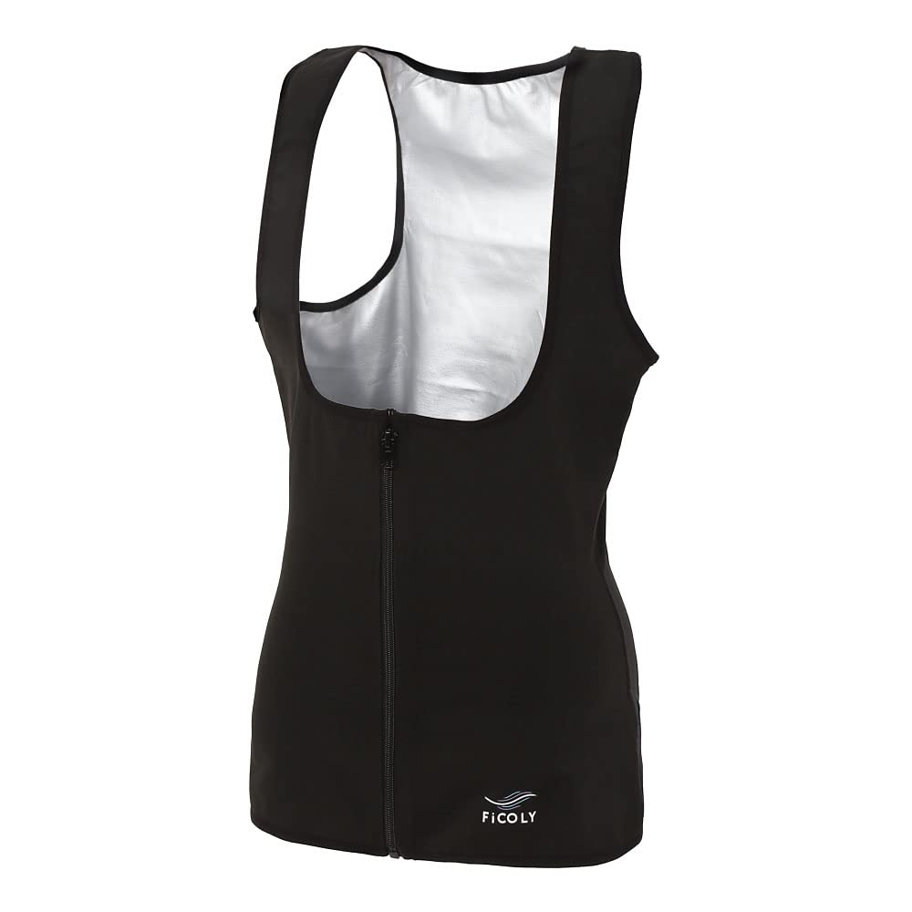 

FiCOLY Sauna Suit Plus Size Tank Top for Women s Vest, Sweat-Reducing, Washable, Training, FSTW-1 (M) чёрный