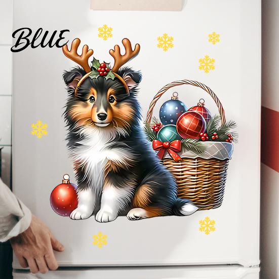 Versatile PVC Surface Stickers Christmas Cute Puppy Wall Stickers Waterproof Decals Peel And Stick Animal Removable Window Clings Art Decor for Home