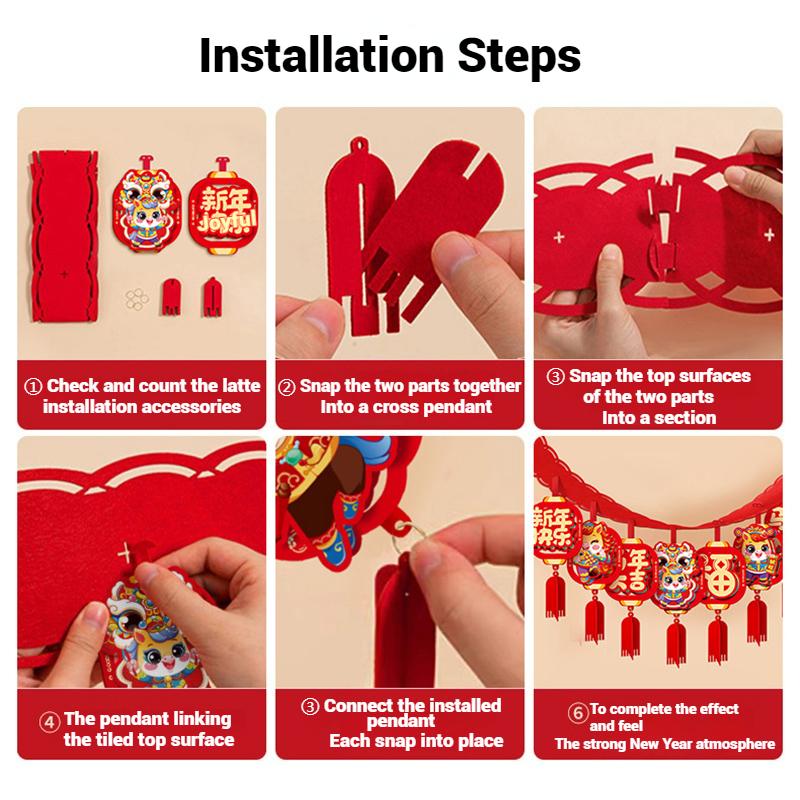 3D Felt Horse Year New Year Pendant SET Cartoon Pony Door Pendant Wall 3D Decor 2026 Spring Festival New Style Pendant Zodiac