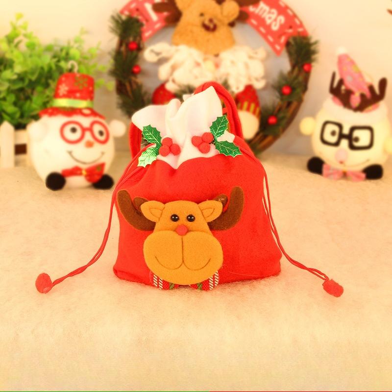 Christmas decorative supplies Christmas backpack cloth bag brushed cloth gift bag old man snowman gift Christmas candy bag