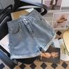 Džínové šortky pro ženy Retro jednobarevné Ležérní kalhoty s vysokým pasem Letní móda Jean šortky Modré sexy kalhoty