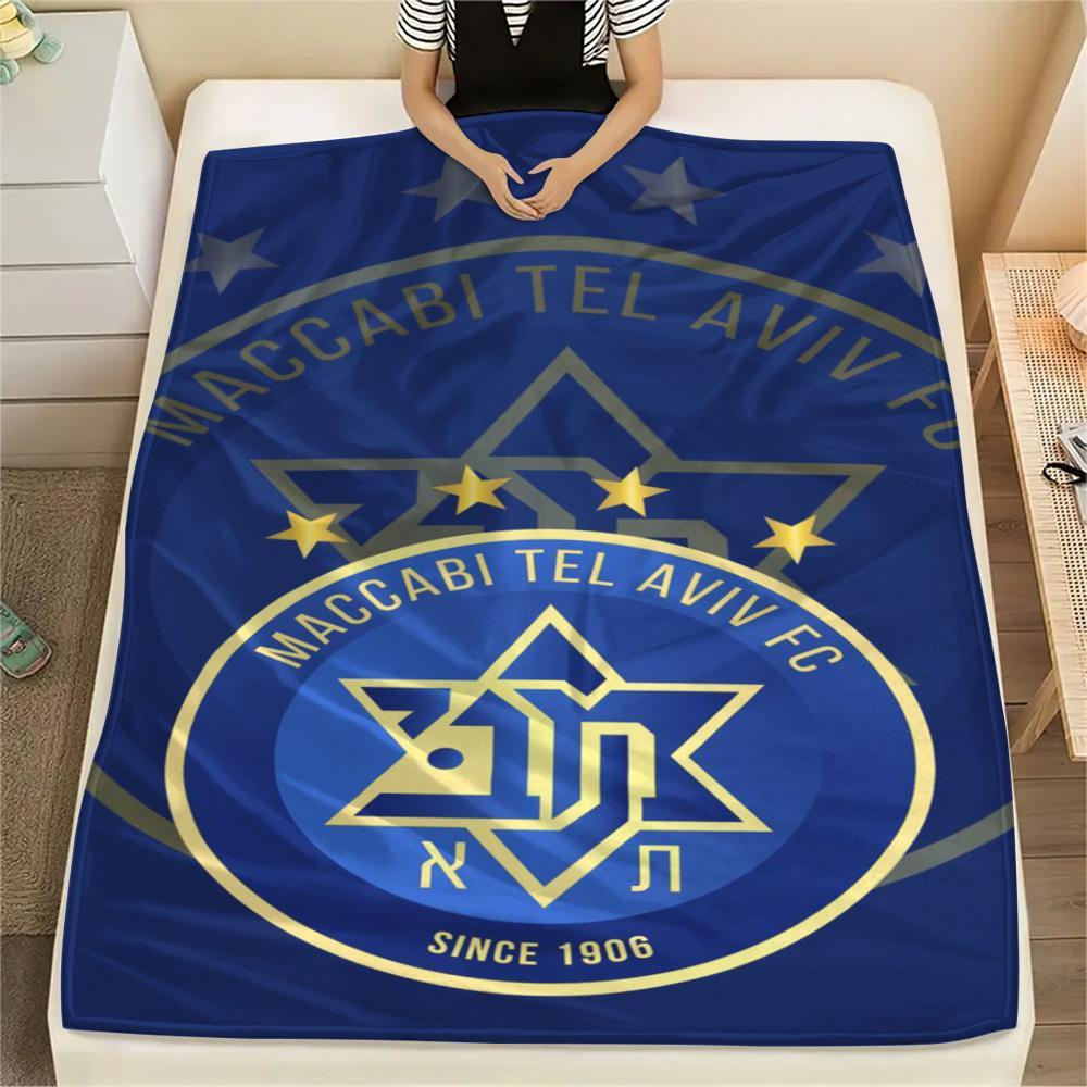 1 Stück Maccabi Tel Aviv FC Aufdruck Flanelldecke Hohe Qualität Warm Bequem Decke für Alle Jahreszeiten Perfekt für Geschenke Heimdekoration