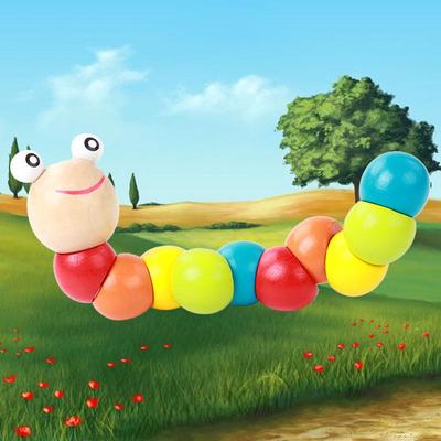 Colorful Wooden Caterpillar Building Blocks - Educational Toy for Children