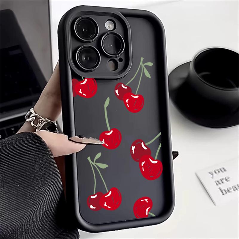 Cute Red Cherry Phone Case For iPhone 16 15 14 13 12 11 Pro Max 7 8 Plus 16E X XS XR SE 2020 Shockproof Silicone Soft Cover