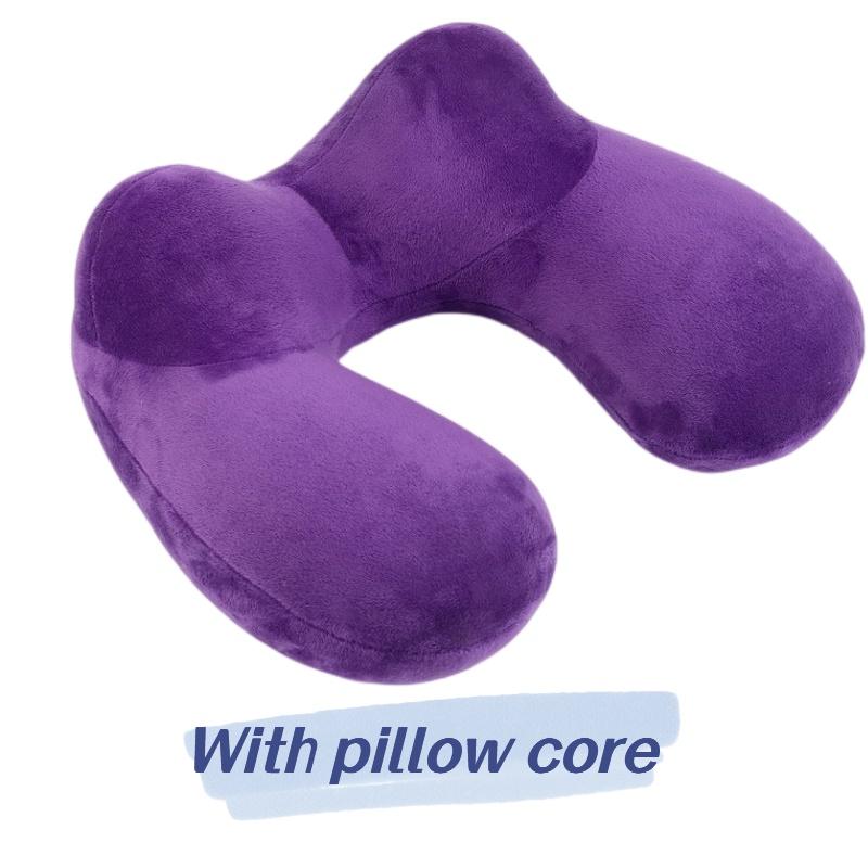 U-shaped Inflatable Neck Pillow Set For Travel With Camel Hump Design Soft And Comfortable