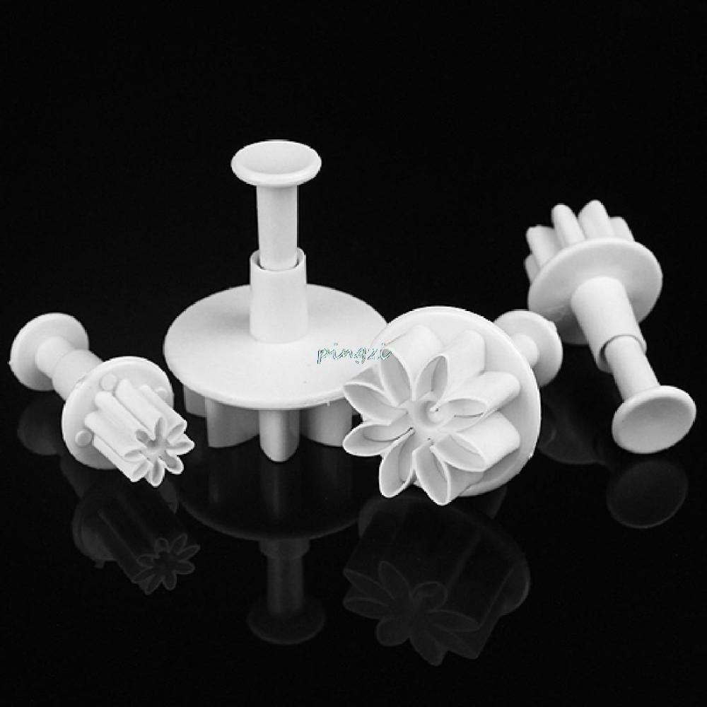 4Pcs Plum Flower Plunger Fondant Mold Cutter Sugarcraft Cake Cookie Decorating