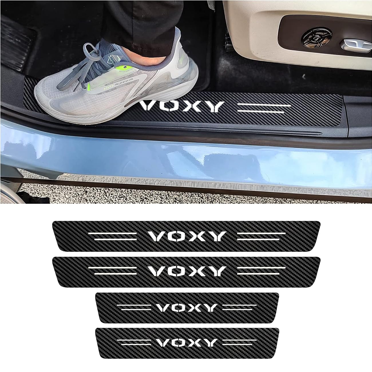 Qirttulee Voxy Side Step Guards for Toyota Voxy 90 All Car Door Guard Strong Water Stain Scratch Easy Set of 4 (80 Series, Series, Series) - Stickers, чёрный