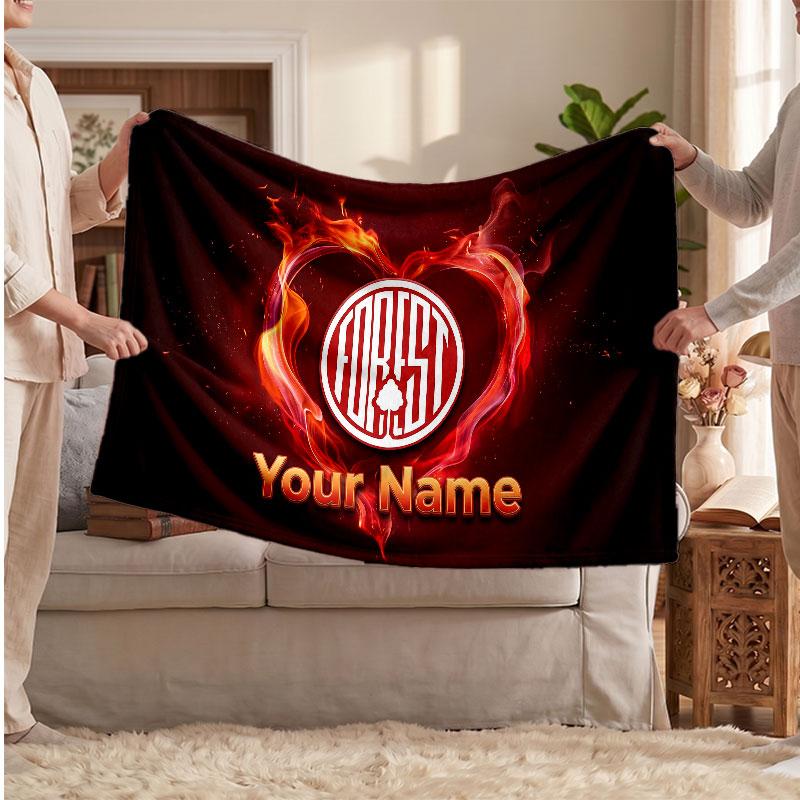 Nottingham Forest Personalisierte Fleecedecke Mit Fußballlogo, Individueller Name Text Weiche Warme Heimdecke