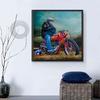 Diamantmaleri Orangutang Motorsykkel tegneserie 5D DIY Diamantbroderisalg Constellation
