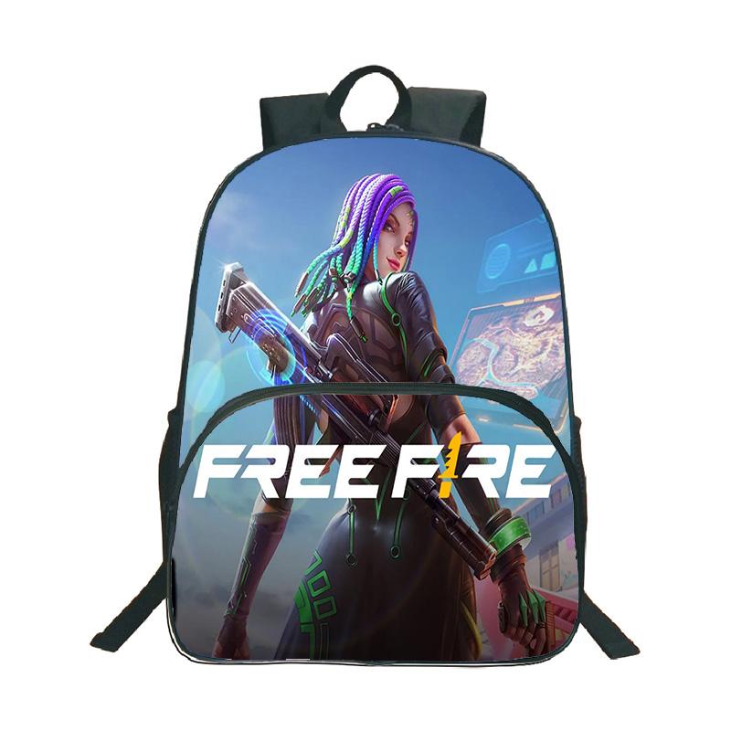 Shooter-Spiel Free Fire 3D-Druck Rucksack Junge Mädchen Lässige Schultasche Schüler Wasserdichter Rucksack Cartoon-Muster Rucksäcke