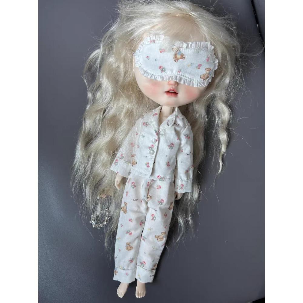 3 Stück/Set Puppe [Augenmaske+Oberteil+Hose] Blyth Pyjama 1/6 Puppen Outfit (Passend für ICY, Big Fish) Puppenzubehör