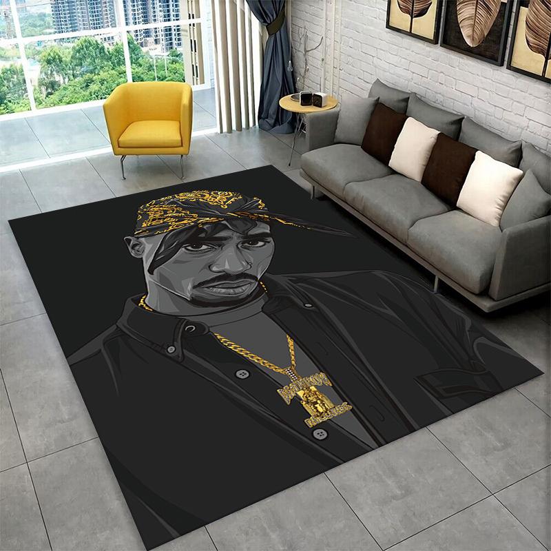 

Rapper Eminem Tupac 2pac Hip Hop Rap God Carpet Rug for Playroom Bedroom Living Room Sofa Home Decor,kid Area Rug Non-slip 40x60cm