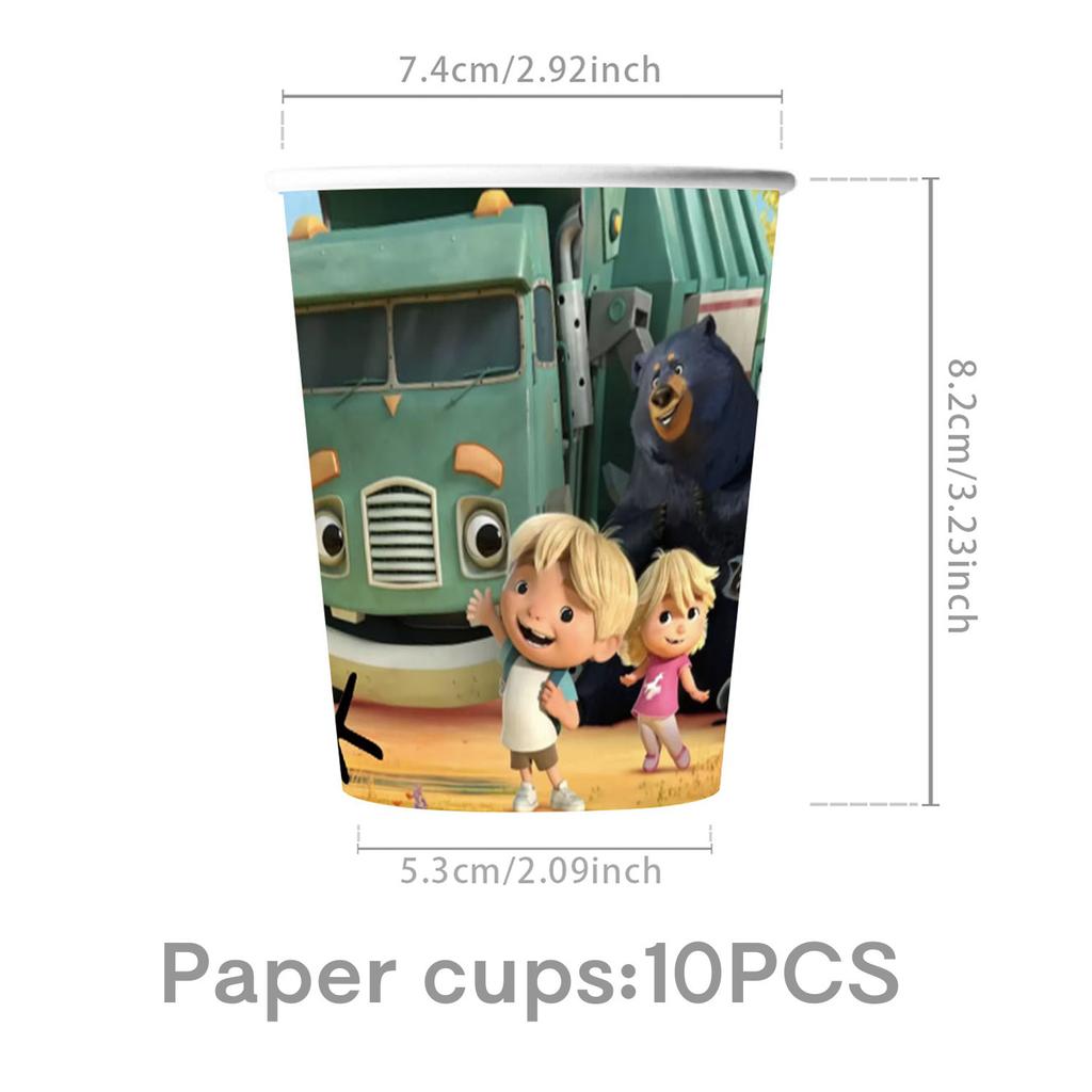 Hank Trash Truck Birthday Party Supplies Plate Cup Backdrop Balloons Cake Topper Gift Bag For Kids Favors Birthday Decoration