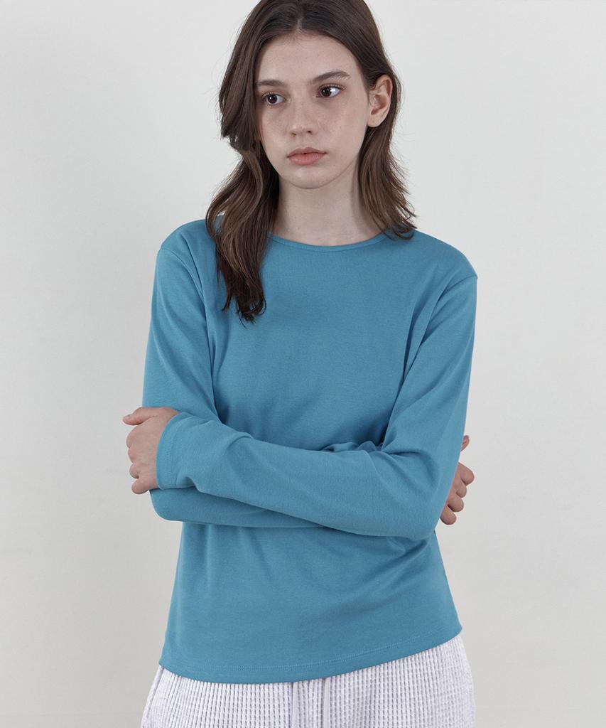 WEDNESDAYOASISFORWOMEN Color Round Long Sleeve T-Shirt_Blue(Wb6Tp47)